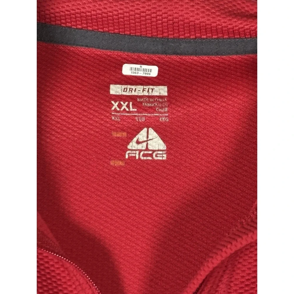 Nike ACG Sweatshirt Mens 2XL Quarter Zip 1/4 Chest Pocket Pullover Red Dri‎ Fit